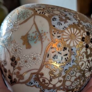 Elegant Gold and Cream Ceramic Vase